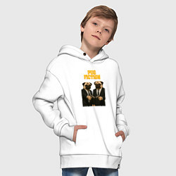 Толстовка оверсайз детская Криминальное чтиво с мопсами, цвет: белый — фото 2
