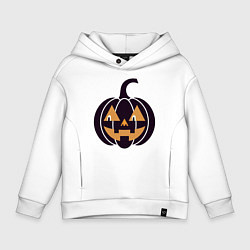Толстовка оверсайз детская Тыква Джек фонарь Хэллоуин, цвет: белый