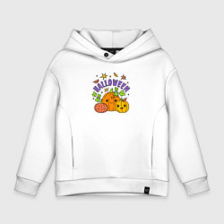 Толстовка оверсайз детская Весёлый хэллоуин, цвет: белый