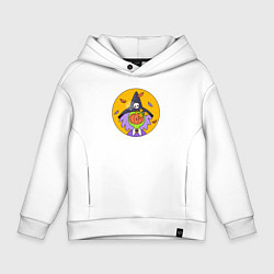 Толстовка оверсайз детская Ведьмочка и тыква, цвет: белый