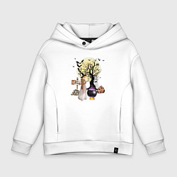 Толстовка оверсайз детская Полнолуние в Хэллуин, цвет: белый