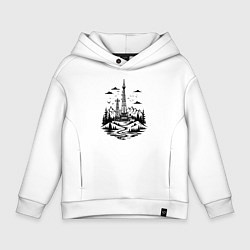 Толстовка оверсайз детская Нефтяная вышка в горах, цвет: белый
