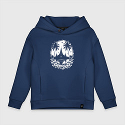 Толстовка оверсайз детская Тропический храм, цвет: тёмно-синий