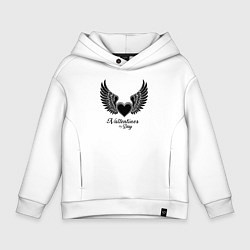 Толстовка оверсайз детская Крылья любви: День святого Валентина, цвет: белый