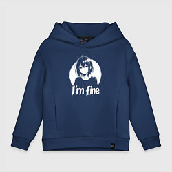 Толстовка оверсайз детская Я в порядке анимешница, цвет: тёмно-синий