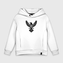 Толстовка оверсайз детская Ворон символ - оберег в кельтском стиле, цвет: белый