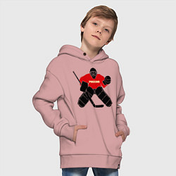 Толстовка оверсайз детская Хоккей Россия, цвет: пыльно-розовый — фото 2