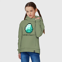 Толстовка оверсайз детская Minecraft Diamond, цвет: авокадо — фото 2
