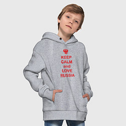 Толстовка оверсайз детская Keep Calm & Love Russia, цвет: меланж — фото 2