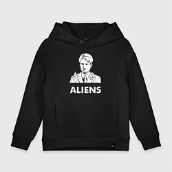 Толстовка оверсайз детская Mulder Aliens, цвет: черный