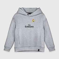 Толстовка оверсайз детская Real Madrid: Fly Emirates, цвет: меланж