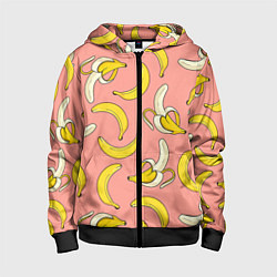 Толстовка на молнии детская Банан 1, цвет: 3D-черный