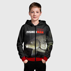 Толстовка на молнии детская The best fisherman, цвет: 3D-красный — фото 2