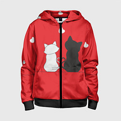 Толстовка на молнии детская Cat Love, цвет: 3D-черный