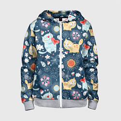 Толстовка на молнии детская Котята, цвет: 3D-меланж