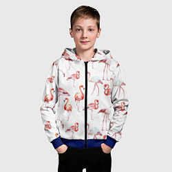 Толстовка на молнии детская Действия фламинго, цвет: 3D-синий — фото 2