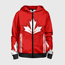 Толстовка на молнии детская Сборная Канады: домашняя форма, цвет: 3D-черный