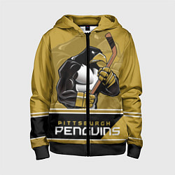 Толстовка на молнии детская Pittsburgh Penguins, цвет: 3D-черный