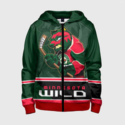 Толстовка на молнии детская Minnesota Wild, цвет: 3D-красный