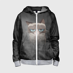 Толстовка на молнии детская Grumpy Cat, цвет: 3D-меланж