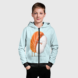 Толстовка на молнии детская Суши друзья, цвет: 3D-черный — фото 2