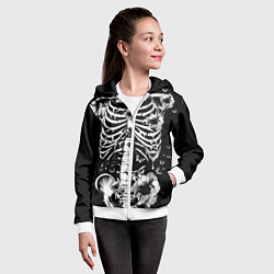 Толстовка на молнии детская Floral Skeleton, цвет: 3D-белый — фото 2