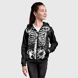 Толстовка на молнии детская Floral Skeleton, цвет: 3D-черный — фото 2
