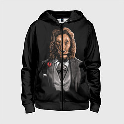 Толстовка на молнии детская Мистер Лев, цвет: 3D-черный