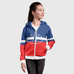 Толстовка на молнии детская Флаг космический войск РФ, цвет: 3D-белый — фото 2