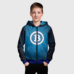 Толстовка на молнии детская Bitcoin Blue, цвет: 3D-синий — фото 2