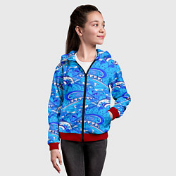 Толстовка на молнии детская Floral pattern, цвет: 3D-красный — фото 2