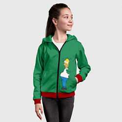 Толстовка на молнии детская Гомер в кустах, цвет: 3D-красный — фото 2