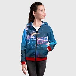 Толстовка на молнии детская Извержение вулкана, цвет: 3D-красный — фото 2