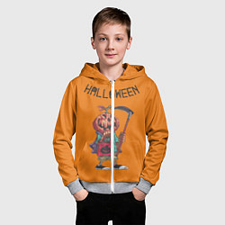 Толстовка на молнии детская Тыква с косой, цвет: 3D-меланж — фото 2