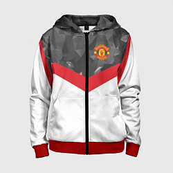 Толстовка на молнии детская Man United FC: Grey Polygons, цвет: 3D-красный