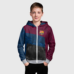 Толстовка на молнии детская FC Barcelona: Dark polygons, цвет: 3D-меланж — фото 2