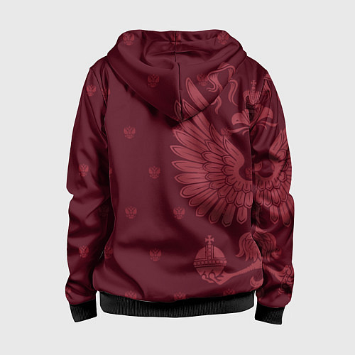Детская толстовка на молнии Герб России - золотой / 3D-Черный – фото 2