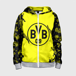 Толстовка на молнии детская FC Borussia Dortmund: Yellow & Black, цвет: 3D-меланж
