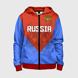 Толстовка на молнии детская Russia Red & Blue, цвет: 3D-красный