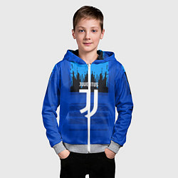 Толстовка на молнии детская FC Juventus: Blue Abstract, цвет: 3D-меланж — фото 2