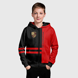 Толстовка на молнии детская Porsche: Red Sport, цвет: 3D-черный — фото 2
