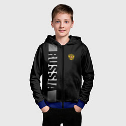 Толстовка на молнии детская Russia: Black Line, цвет: 3D-синий — фото 2