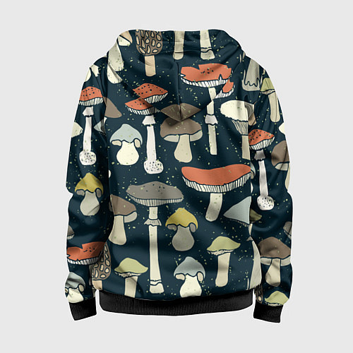 Детская толстовка на молнии Грибной лес / 3D-Черный – фото 2