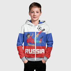 Толстовка на молнии детская Russia Footballer, цвет: 3D-меланж — фото 2