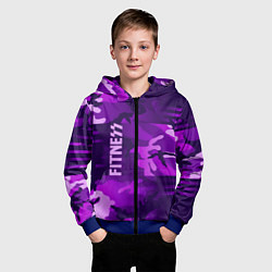 Толстовка на молнии детская Fitness: Camo Violet, цвет: 3D-синий — фото 2