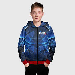Толстовка на молнии детская Mass Effect: Blue Armor N7, цвет: 3D-красный — фото 2