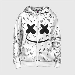 Толстовка на молнии детская Marshmello: Liquid Face, цвет: 3D-белый