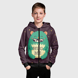 Толстовка на молнии детская Monster: Hug me, цвет: 3D-черный — фото 2