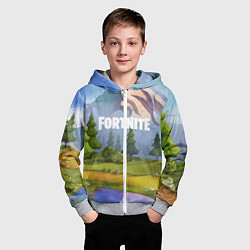 Толстовка на молнии детская Fortnite: Forest View, цвет: 3D-меланж — фото 2