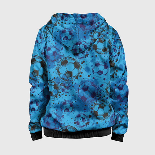 Детская толстовка на молнии Футбольные мячи / 3D-Черный – фото 2